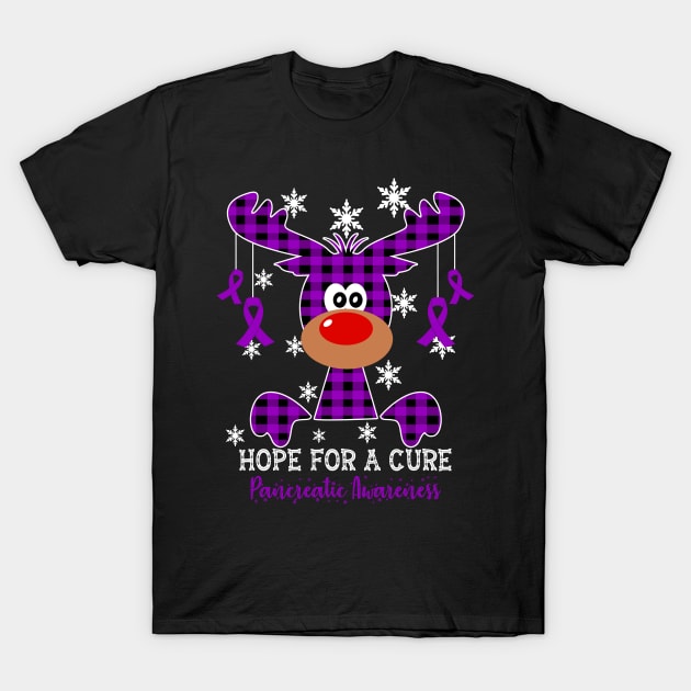 Reindeer Hope For A Cure Pancreatic Awareness Christmas T-Shirt by HomerNewbergereq